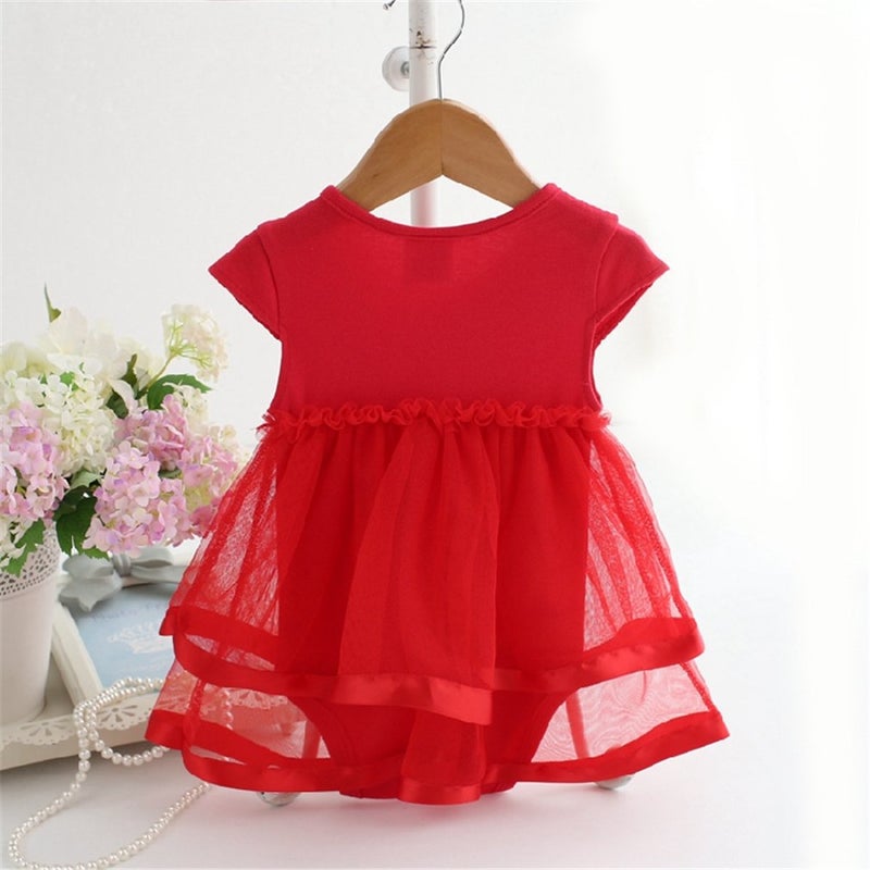 Niyage Baby Girls Clothes Dress Headband Shoes 3 Pcs Set Flowers Party Outfit Romper Dress-Red 0-3 Months - Image 3